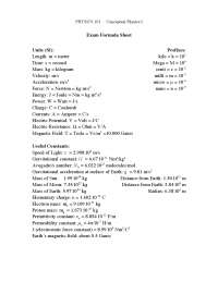 Exam 1 Formula Sheet - Conceptual Physics | PHYS 101N - Docsity