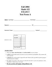 Practice Exam 3 - Honor-Engineering Mathematics I | MATH 152 - Docsity