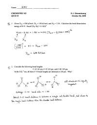 Quiz 3 with Solutions for Structure and Bonding | CHEM 103 - Docsity