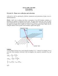 Plane Wave Reflection and Refraction - Lab | ECEN 3400 - Docsity
