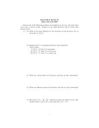 Practice Exam 2 - Calculus I - 5 Questions | MATH 235 - Docsity