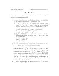 Test 2 with Answer Key - Applied Mathematics I | MATH 311