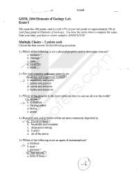 Exam 1 Solved Paper - Elements of Geology | GEOL 2104 - Docsity