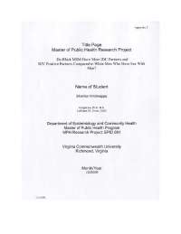 Master of Public Health Research Project | EPID 691
