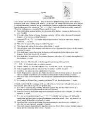 Exam 1 for Mechanics I - Fall 2005 | PHY 220.00 - Docsity
