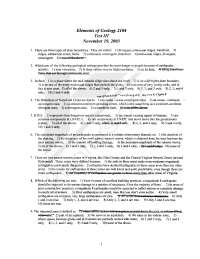Elements of Geology - Solved Past Exam 2003 | GEOL 2104 - Docsity