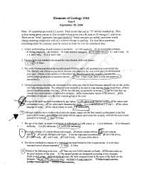Test 1 with Answers | Elements of Geology | GEOL 2104 - Docsity