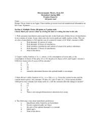 Practice Exam 2A - Microeconomic Theory - Spring 2008 | ECON 323 - Docsity