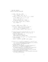 Solutions to Final Exam - Calculus I | MATH 140 - Docsity
