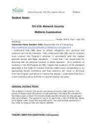 Midterm Exam for Network Security | ISA 656