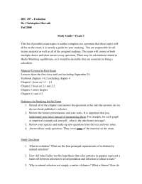 Study Guide - Exam 1 - Biological Evolution - Fall 2008 | BSC 297.00 ...