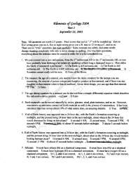 Practice Questions for Test 1 - Elements of Geology - Fall 2003 | GEOL ...