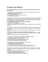 Midterm Exam MCQs Answers - Microeconomic Principles | ECON 103 - Docsity