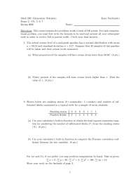 5 Problems on Elementary Statistics - Examination 2 | MATH 220 - Docsity