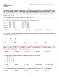General Chemistry I - Exam 3 with Solution Key | CHEM 211 - Docsity