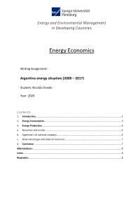 Energy Economics - Argentina Energy Situation (2000 - 2017)
