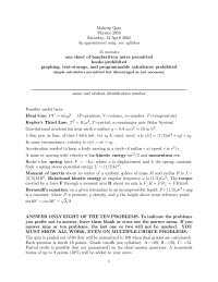 Identifications Numbers in General Physics I - Quiz | PHY 2053 - Docsity