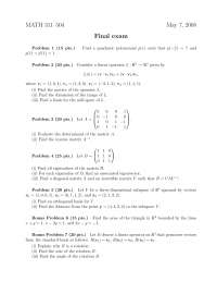7 Problems Final Exam Applied Mathematics I Math 311 Docsity 7 Problems Final Exam Applied Mathematics I Math 311 Docsity