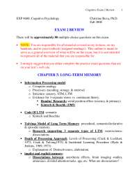 Cognitive Psychology - Exam 2 Review | EXP 4680C - Docsity