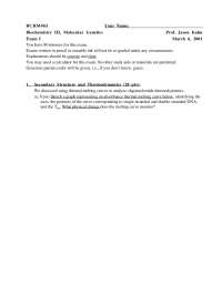 Sample Examination 1 - Biochemistry III | BCHM 465 - Docsity