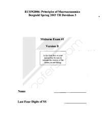 Principles of Economic - Midterm Exam 1 Version B | ECON 2006 - Docsity