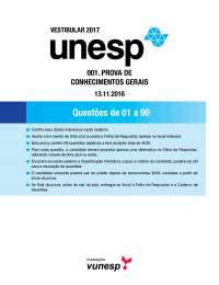 Prova Unesp 2017 60 questões