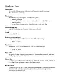 Morphology: Terms and Concepts in Linguistics