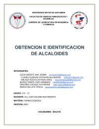 Obtención e identificación de alcaloides