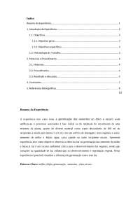 A experiência tem como tema a germinação das sementes no claro e escuro