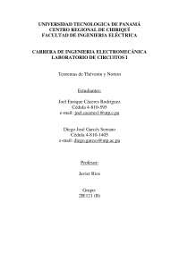 Laboratorio Circuitos I UTP THEVENIN Y NORTON