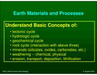 Earth Materials and Processes: A Study Guide for GEOL g406 Environmental Geology