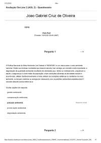 Avaliação On-Line 2 (AOL 2) - Questionário: Meio Ambiente e Sustentabilidade