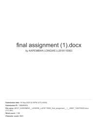 Final assignment for third year in international trade law - Docsity