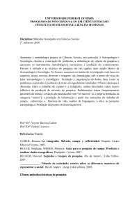 Aprendizagem de Pesquisa em Ciências Sociais Avançadas: Antropologia e Sociologia