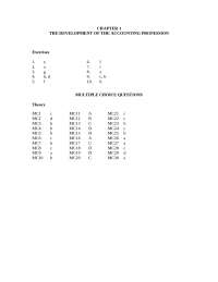 Chapter 1: Accounting Profession Development - Exercises & Multiple Choice