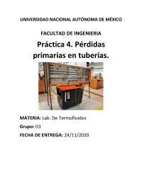 Práctica 4. Pérdidas primarias en tuberias