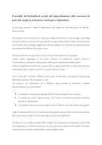Tesina - Il modello del biofeedback sociale del rispecchiamento delle emozioni da parte del caregiver , insicurezza ontologica e dipendenze.