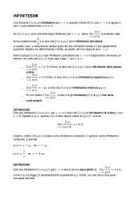 Formulario Infiniti e Infinitesimi - Matematica - Docsity