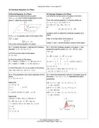 Cartesian Equation of a plane - Docsity