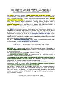 I SOCIOLOGI CLASSICI DI FRONTE ALLA RELIGIONE