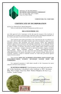 Corporation Certificate