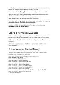Curso Turbo Binary Funciona? Turbo Binary Vale a Pena? | Exercícios ...