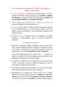 Questions à préparer pour le XVI siècle