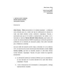 Escrito inicial Reivindicatorio