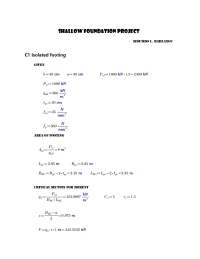 Shallow Foundation Project: Calculation of Footing and Beam Moments and Shears