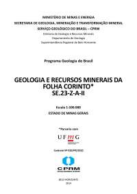 GEOLOGIA E RECURSOS MINERAIS DA FOLHA CORINTO