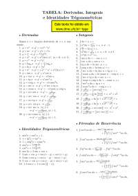 Derivadas, Integrais e Identidades Trigonométricas: Exercícios e Fórmulas