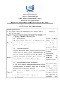 Ficha de leitura sobre como encaminhar um projecto de pesquisa