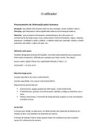 Processamento de Informação Humana: Sensação, Perceção, Memória e Leis de Interação