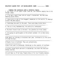 Relative clauses test - Docsity